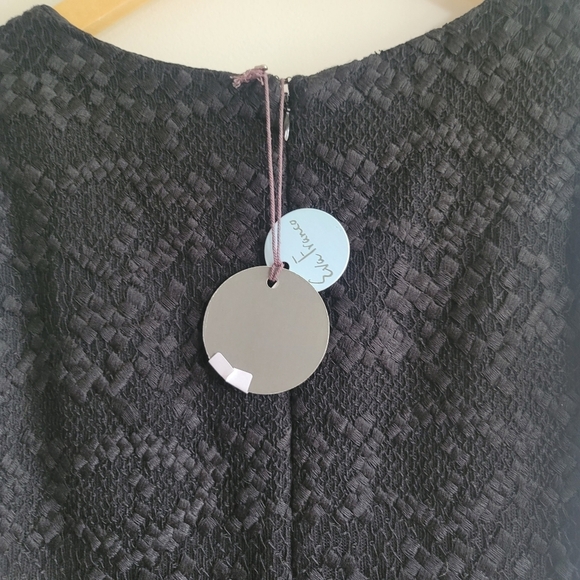 Eva Franco, Fit and Flare Dress, Lace and Scuba Stripe, Black and Brown, Size 6 - Picture 5 of 7